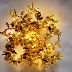 Elegant Wedding Reception Party Artificial Plants LED String Light 2M Creeper Green Leaf Home Wedding Outdoor Ivy Vine Decoration Lamp DIY Hanging Garden Patio Yard (without Battery)
