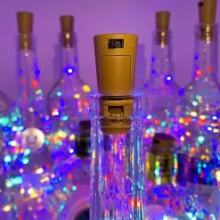 Elegant Wedding Reception Party 1/2/6/10pcs Wine Bottle String Lights 2m 20LEDs with Cork Warm White White Multi Color Red Blue Waterproof Christmas Wedding Decoration Batteries Powered