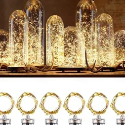 Elegant Wedding Reception Party 10pcs Waterproof LED Candles String Lights 1m 2m Copper Wire String Garland Submersible Vase Bottle Fairy Lamp for Christmas Wedding
