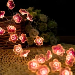Elegant Wedding Reception Party LED String Light 2/3/4M LED Peach Blossom Fairy String Lights Battery Operated 20/30/40LEDs Christmas Outdoor Flower Shape Garden Wedding Decorative String Lamp