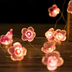Elegant Wedding Reception Party LED String Light 2/3/4M LED Peach Blossom Fairy String Lights Battery Operated 20/30/40LEDs Christmas Outdoor Flower Shape Garden Wedding Decorative String Lamp