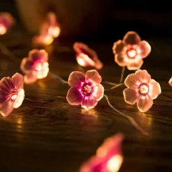 Elegant Wedding Reception Party LED String Light 2/3/4M LED Peach Blossom Fairy String Lights Battery Operated 20/30/40LEDs Christmas Outdoor Flower Shape Garden Wedding Decorative String Lamp