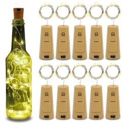Elegant Wedding Reception Party 10pcs 15-LED 0.75M Copper Wire Bottle Stopper String Lights for Glass Craft Bottle Fairy Valentines Wedding Decoration Party