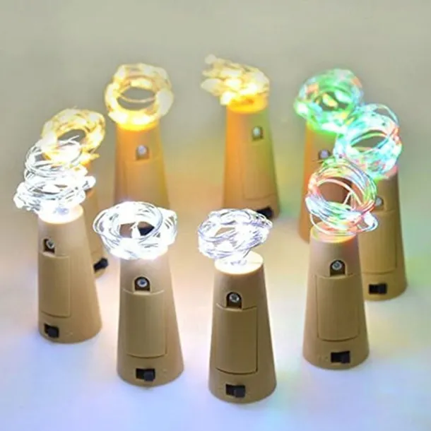 Elegant Wedding Reception Party 10pcs 15-LED 0.75M Copper Wire Bottle Stopper String Lights for Glass Craft Bottle Fairy Valentines Wedding Decoration Party