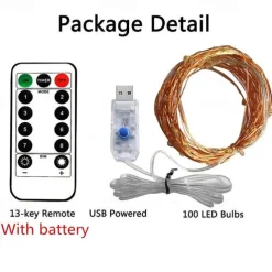 Elegant Wedding Reception Party 1pcs USB 10m 100leds LED String Light Colorful Waterproof LED Copper Wire Strings Holiday Lighting Fairy For Christmas Party Wedding Decoration