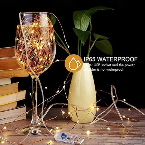 Elegant Wedding Reception Party 1pcs USB 10m 100leds LED String Light Colorful Waterproof LED Copper Wire Strings Holiday Lighting Fairy For Christmas Party Wedding Decoration