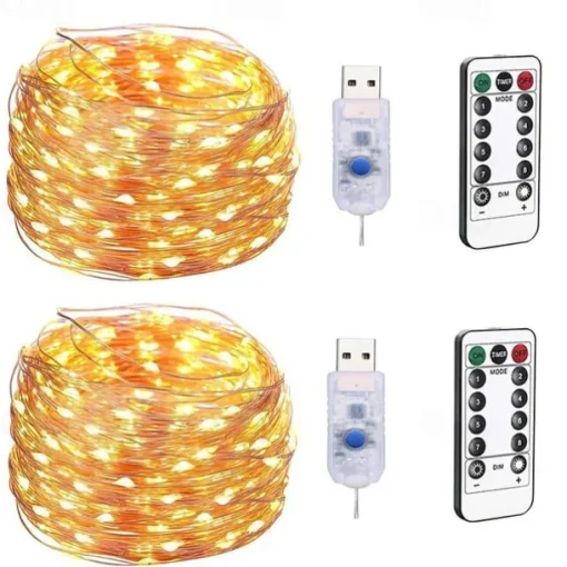 Elegant Wedding Reception Party 1pcs USB 10m 100leds LED String Light Colorful Waterproof LED Copper Wire Strings Holiday Lighting Fairy For Christmas Party Wedding Decoration