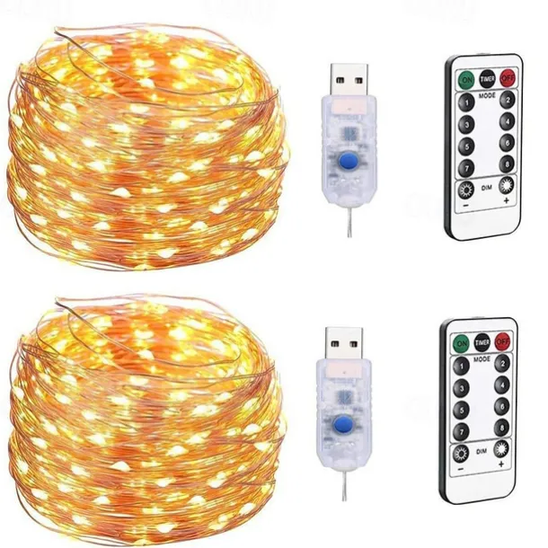 Elegant Wedding Reception Party 1pcs USB 10m 100leds LED String Light Colorful Waterproof LED Copper Wire Strings Holiday Lighting Fairy For Christmas Party Wedding Decoration