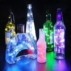 Elegant Wedding Reception Party 30pcs/10pcs LED Wine Bottle String Lights with Cork, 1m/2m 20 LEDs, Battery-Powered Bottle Lights for Party Wedding Christmas Halloween Bar Decor Lamp