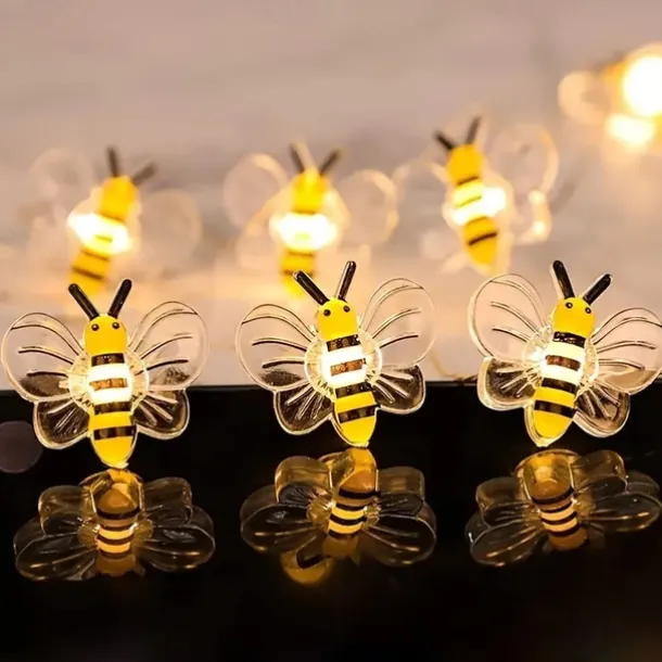 Elegant Wedding Reception Party Honey Bee Fairy String Lights Battery Operated Bee String Light Decorative Lights for Wedding Summer Party Indoor Outdoor Decoration
