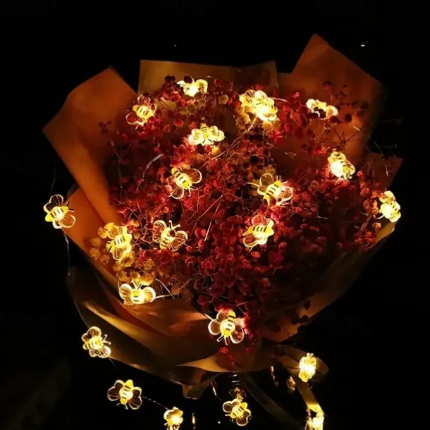 Elegant Wedding Reception Party Honey Bee Fairy String Lights Battery Operated Bee String Light Decorative Lights for Wedding Summer Party Indoor Outdoor Decoration