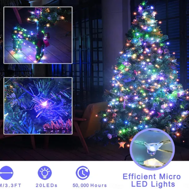 Elegant Wedding Reception Party 10pcs LED Fairy Lights 1m 10LEDs Copper Wire String Lights Battery Operated for Xmas Garland Party Wedding Home Decoration Without Battery