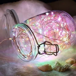 Elegant Wedding Reception Party 10pcs LED Fairy Lights 1m 10LEDs Copper Wire String Lights Battery Operated for Xmas Garland Party Wedding Home Decoration Without Battery