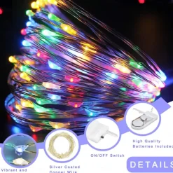 Elegant Wedding Reception Party 10pcs LED Fairy Lights 1m 10LEDs Copper Wire String Lights Battery Operated for Xmas Garland Party Wedding Home Decoration Without Battery