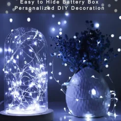 Elegant Wedding Reception Party 10pcs LED Fairy Lights 1m 10LEDs Copper Wire String Lights Battery Operated for Xmas Garland Party Wedding Home Decoration Without Battery