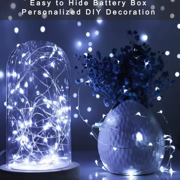 Elegant Wedding Reception Party 10pcs LED Fairy Lights 1m 10LEDs Copper Wire String Lights Battery Operated for Xmas Garland Party Wedding Home Decoration Without Battery