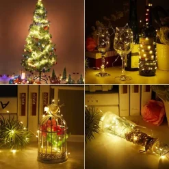 Elegant Wedding Reception Party 10pcs LED Fairy Lights 1m 10LEDs Copper Wire String Lights Battery Operated for Xmas Garland Party Wedding Home Decoration Without Battery
