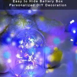 Elegant Wedding Reception Party 10pcs LED Fairy Lights 1m 10LEDs Copper Wire String Lights Battery Operated for Xmas Garland Party Wedding Home Decoration Without Battery
