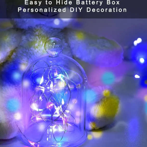 Elegant Wedding Reception Party 10pcs LED Fairy Lights 1m 10LEDs Copper Wire String Lights Battery Operated for Xmas Garland Party Wedding Home Decoration Without Battery