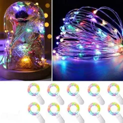 Elegant Wedding Reception Party 10pcs LED Fairy Lights 1m 10LEDs Copper Wire String Lights Battery Operated for Xmas Garland Party Wedding Home Decoration Without Battery