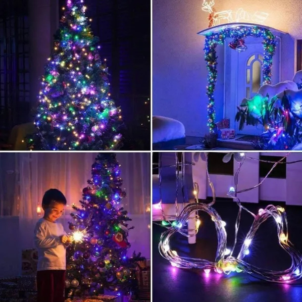 Elegant Wedding Reception Party 10pcs LED Fairy Lights 1m 10LEDs Copper Wire String Lights Battery Operated for Xmas Garland Party Wedding Home Decoration Without Battery