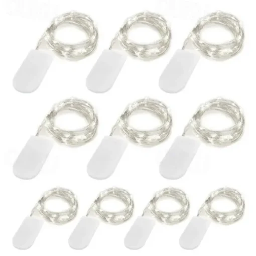 Elegant Wedding Reception Party 10Packs LED Fairy String Lights 1M 10LEDs Christmas Silver Copper Wire Light for Christmas Wedding Bedroom Decoration Party Holiday Gift