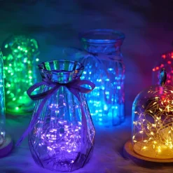 Elegant Wedding Reception Party 10Packs LED Fairy String Lights 1M 10LEDs Christmas Silver Copper Wire Light for Christmas Wedding Bedroom Decoration Party Holiday Gift
