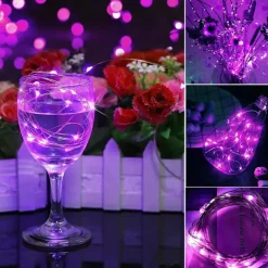 Elegant Wedding Reception Party 10Packs LED Fairy String Lights 1M 10LEDs Christmas Silver Copper Wire Light for Christmas Wedding Bedroom Decoration Party Holiday Gift