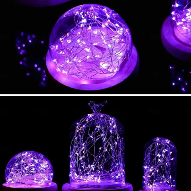Elegant Wedding Reception Party 10Packs LED Fairy String Lights 1M 10LEDs Christmas Silver Copper Wire Light for Christmas Wedding Bedroom Decoration Party Holiday Gift