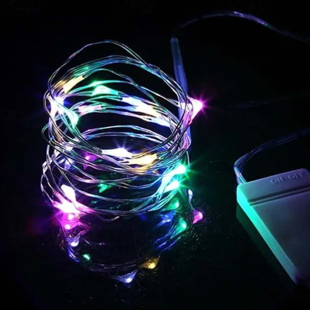 Elegant Wedding Reception Party 10Packs LED Fairy String Lights 1M 10LEDs Christmas Silver Copper Wire Light for Christmas Wedding Bedroom Decoration Party Holiday Gift