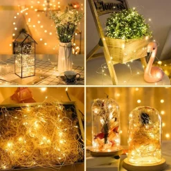 Elegant Wedding Reception Party 10Packs LED Fairy String Lights 1M 10LEDs Christmas Silver Copper Wire Light for Christmas Wedding Bedroom Decoration Party Holiday Gift