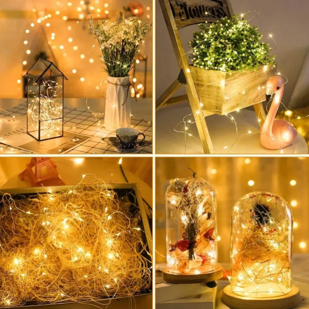 Elegant Wedding Reception Party 10Packs LED Fairy String Lights 1M 10LEDs Christmas Silver Copper Wire Light for Christmas Wedding Bedroom Decoration Party Holiday Gift