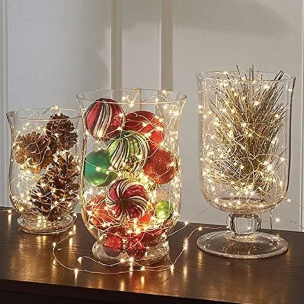 Elegant Wedding Reception Party 10Packs LED Fairy String Lights 1M 10LEDs Christmas Silver Copper Wire Light for Christmas Wedding Bedroom Decoration Party Holiday Gift