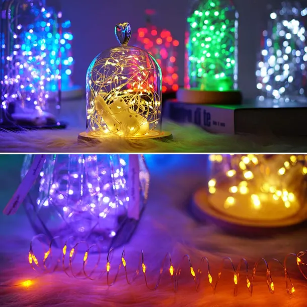 Elegant Wedding Reception Party 10Packs LED Fairy String Lights 1M 10LEDs Christmas Silver Copper Wire Light for Christmas Wedding Bedroom Decoration Party Holiday Gift