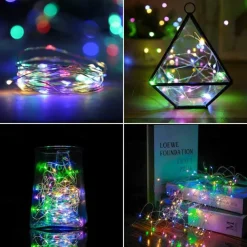 Elegant Wedding Reception Party 10Packs LED Fairy String Lights 1M 10LEDs Christmas Silver Copper Wire Light for Christmas Wedding Bedroom Decoration Party Holiday Gift