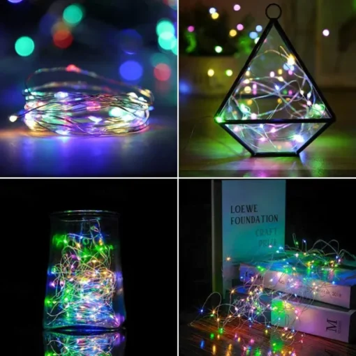 Elegant Wedding Reception Party 10Packs LED Fairy String Lights 1M 10LEDs Christmas Silver Copper Wire Light for Christmas Wedding Bedroom Decoration Party Holiday Gift