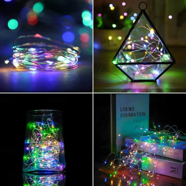 Elegant Wedding Reception Party 10Packs LED Fairy String Lights 1M 10LEDs Christmas Silver Copper Wire Light for Christmas Wedding Bedroom Decoration Party Holiday Gift