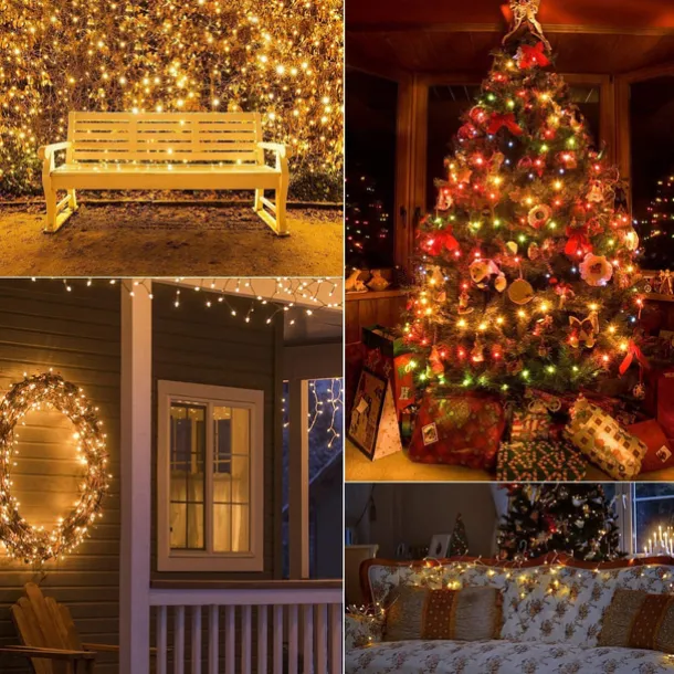 Elegant Wedding Reception Party LED Christmas Lights Indoor Outdoor Twinkle Fairy String Lights 8 Modes Waterproof Plug in for Xmas Wedding Party Decoration