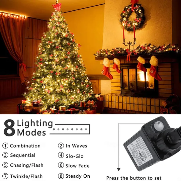 Elegant Wedding Reception Party LED Christmas Lights Indoor Outdoor Twinkle Fairy String Lights 8 Modes Waterproof Plug in for Xmas Wedding Party Decoration