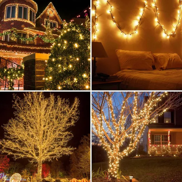 Elegant Wedding Reception Party LED Christmas Lights Indoor Outdoor Twinkle Fairy String Lights 8 Modes Waterproof Plug in for Xmas Wedding Party Decoration