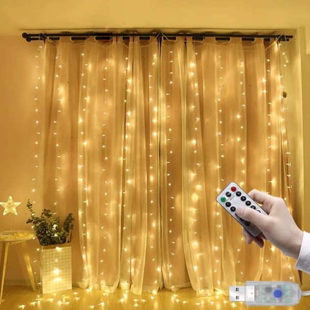 Elegant Wedding Reception Party 3Mx3M 3Mx2M USB LED Curtain String Lights Remote Control Fairy Lights New Year Christmas Valentine's Day Outdoor Wedding Home Decoration