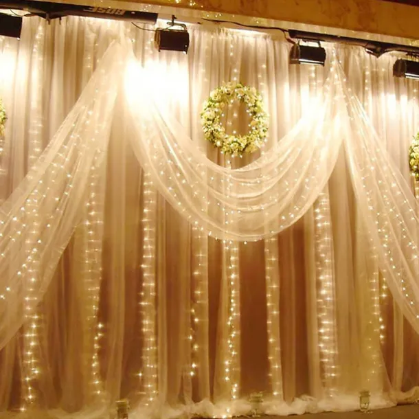 Elegant Wedding Reception Party 3Mx3M 3Mx2M USB LED Curtain String Lights Remote Control Fairy Lights New Year Christmas Valentine's Day Outdoor Wedding Home Decoration