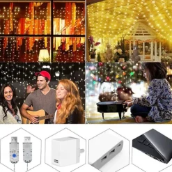 Elegant Wedding Reception Party 3Mx3M 3Mx2M USB LED Curtain String Lights Remote Control Fairy Lights New Year Christmas Valentine's Day Outdoor Wedding Home Decoration