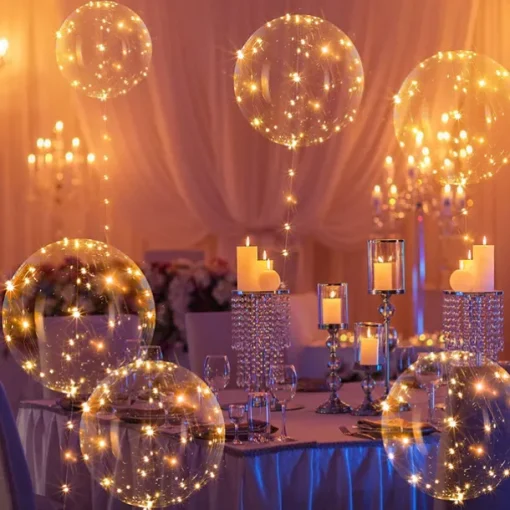Elegant Wedding Reception Party LED Balloon Luminous Party Wedding Supplies Decoration Transparent Bubble Decoration Birthday Party Wedding LED Balloons String Lights Christmas Gift