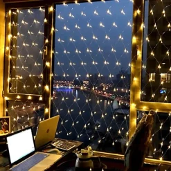 Elegant Wedding Reception Party LED Net Lights 192 LEDs 3Mx2M Outdoor Waterproof String Lights for Christmas Wedding Decoration Fairy String Light Outdoor Décor Lamp Home Décor Interior Decorating