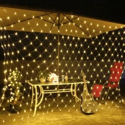 Elegant Wedding Reception Party LED Net Lights 192 LEDs 3Mx2M Outdoor Waterproof String Lights for Christmas Wedding Decoration Fairy String Light Outdoor Décor Lamp Home Décor Interior Decorating