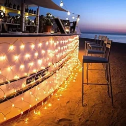 Elegant Wedding Reception Party LED Net Lights 192 LEDs 3Mx2M Outdoor Waterproof String Lights for Christmas Wedding Decoration Fairy String Light Outdoor Décor Lamp Home Décor Interior Decorating