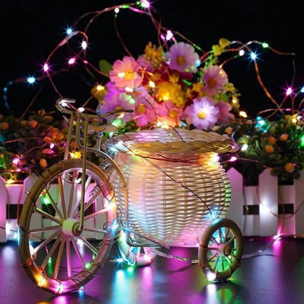 Elegant Wedding Reception Party 24pcs 1M 10Leds LED String Fairy Lights Garland Decorative Light Outdoor String Lights Copper Wire CR2032 Battery Operated Christmas Wedding Party Decoration