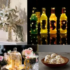 Elegant Wedding Reception Party 24pcs 1M 10Leds LED String Fairy Lights Garland Decorative Light Outdoor String Lights Copper Wire CR2032 Battery Operated Christmas Wedding Party Decoration