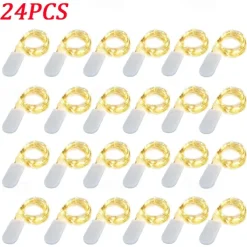 Elegant Wedding Reception Party 24pcs 1M 10Leds LED String Fairy Lights Garland Decorative Light Outdoor String Lights Copper Wire CR2032 Battery Operated Christmas Wedding Party Decoration